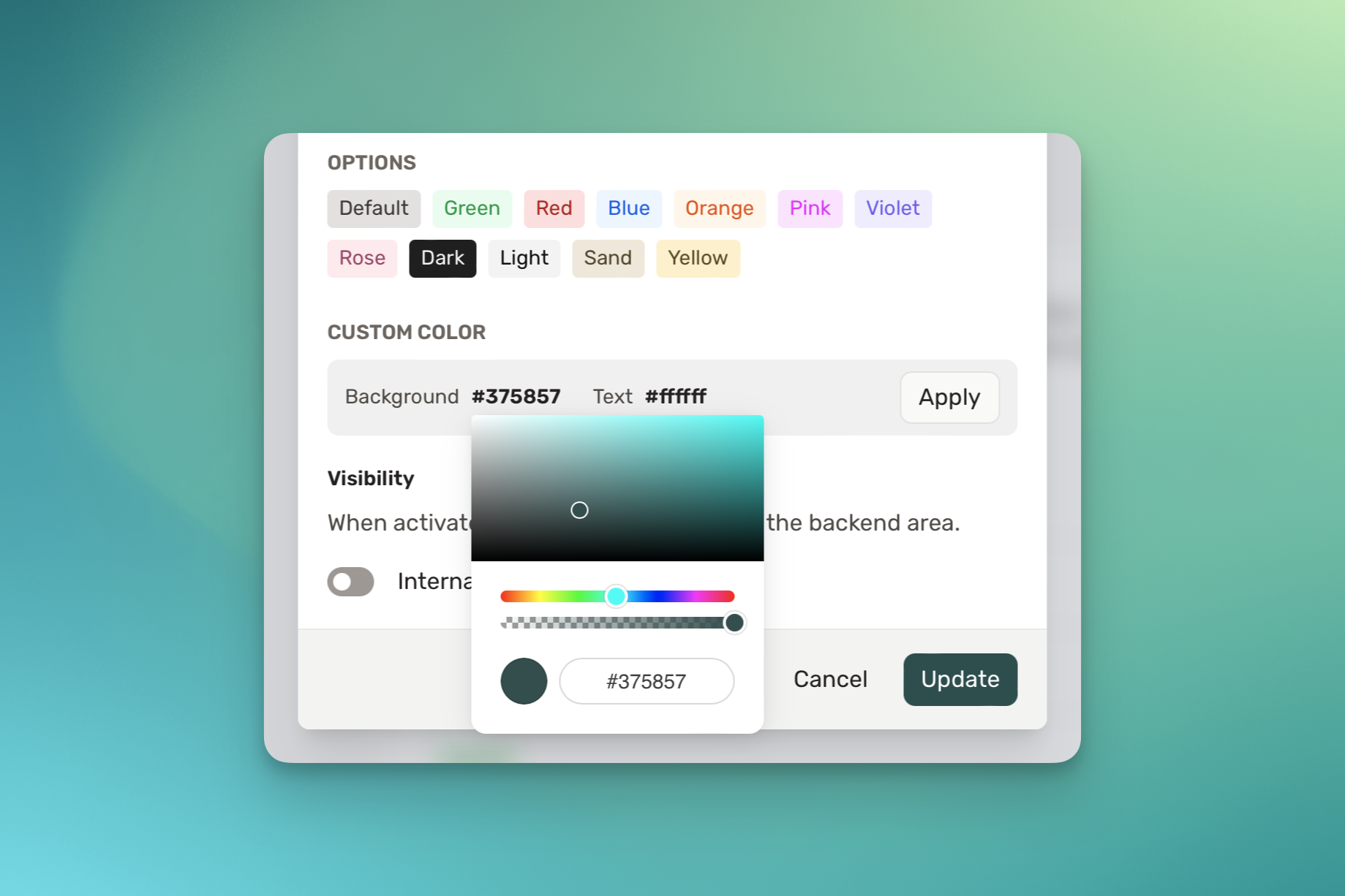 Color picker for tags and categories