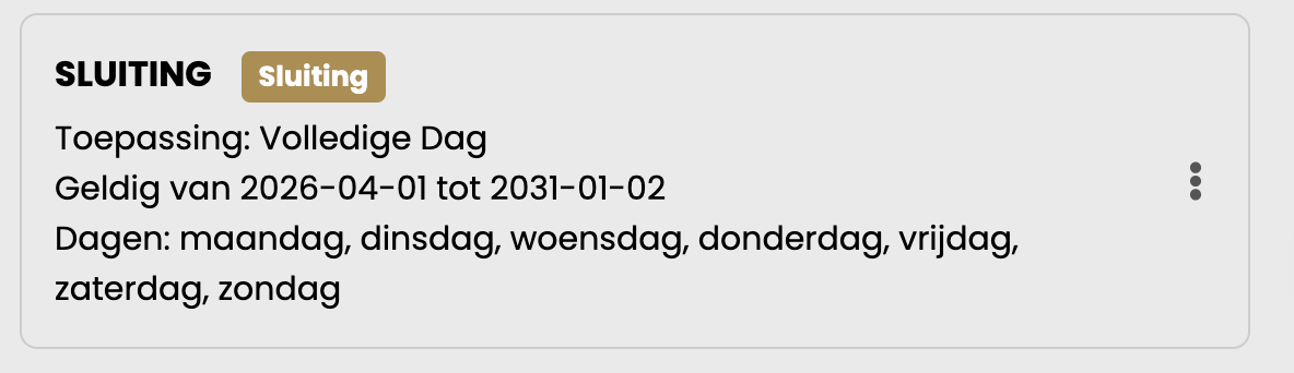 Sluiting vanaf 1 april