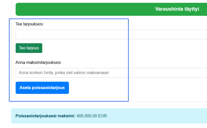 Question: ARE YOU SURE? (OLETKO VARMA?) This would almost have to be put in the price boxes. Because if there is a keyboard error it will be logged directly online. On that one page there is a double confirmation that if the amount exceeds the 10% increase then a new question will appear: ARE YOU REALLY SURE?.(OLETKO AIVAN VARMA?)