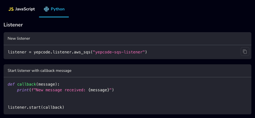 Python listener implementation