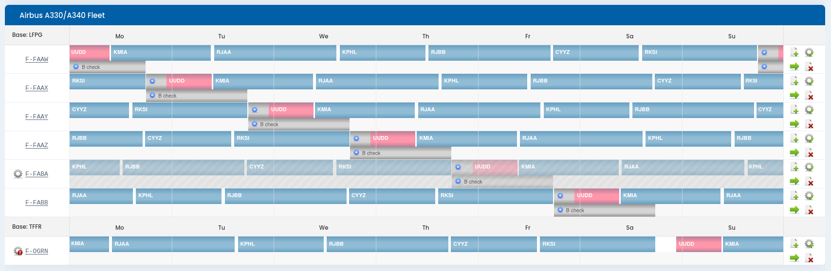 Correct LFPG 7-day schedule assigned