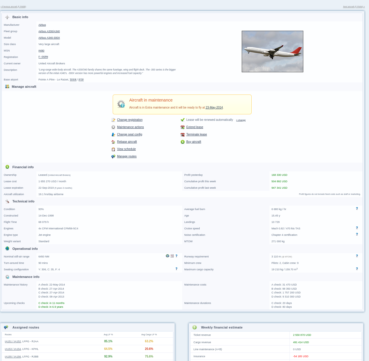 Check:Base airport: TFFR/PTPAssigned routes: LFPG-RJAA, etc...