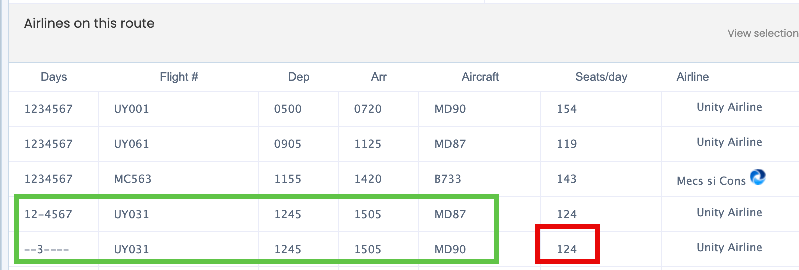 Below de MD90 which has 154 seats
