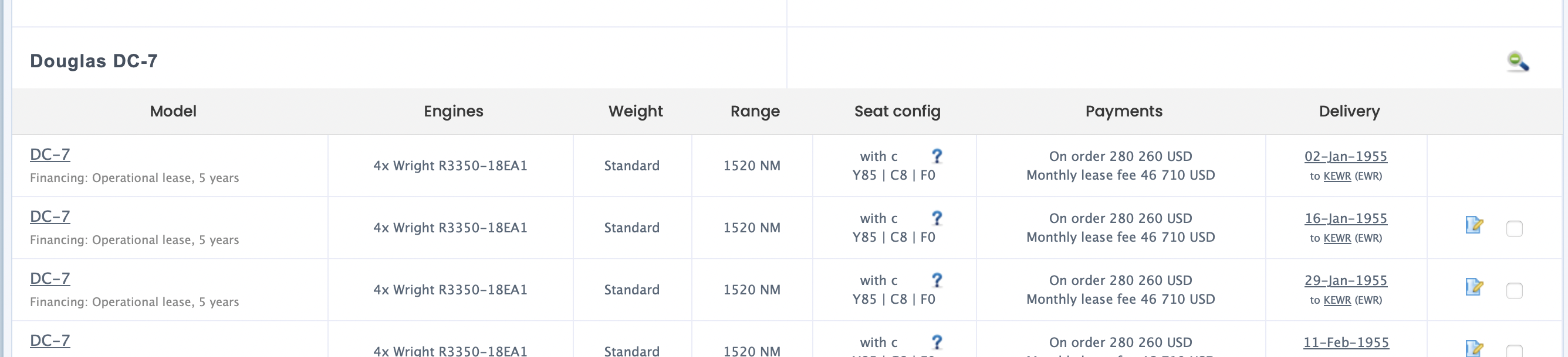 In the AC Order list AC DC-7 delivery scheduled for Dec 11th missing