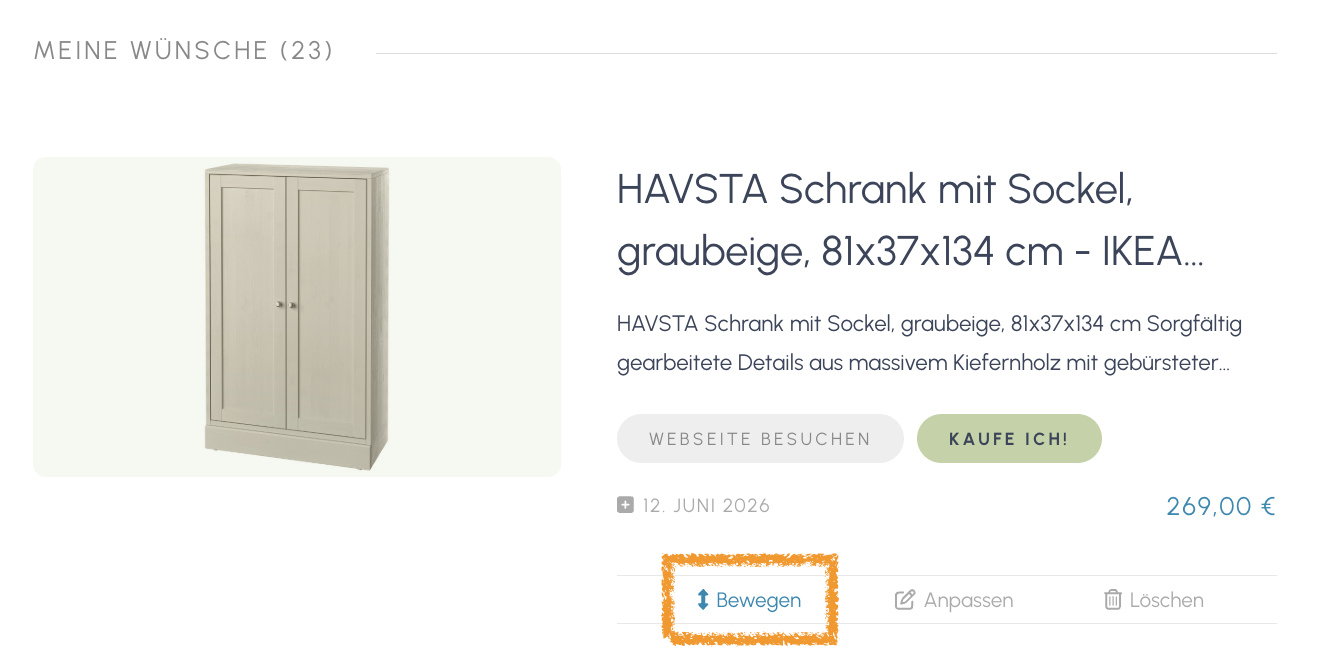 Verschieben von Wünschen funktioniert nun reibungslos!