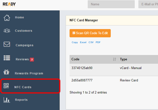 Located in the user/business back office
