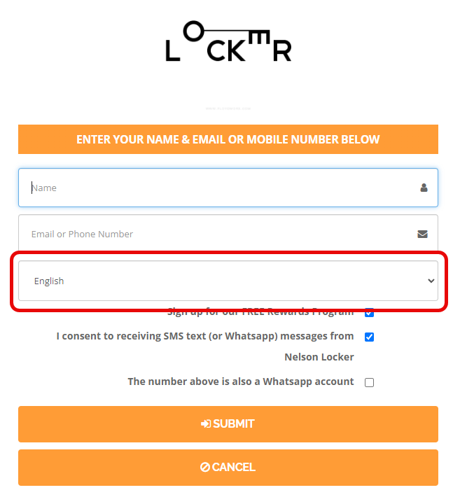 On the customer signup form, there is a language selector now