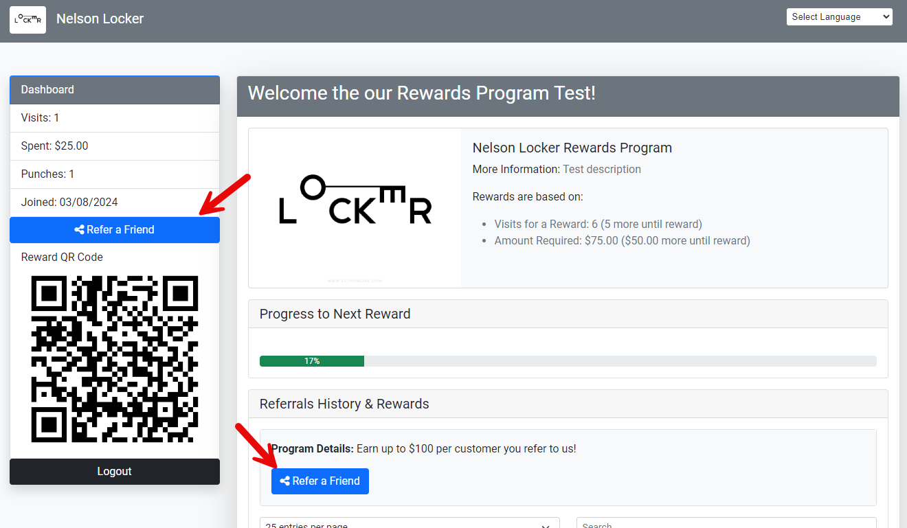 The rewards program must be activated for customers.