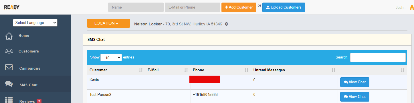 Only available in a user/business back office portal when a customer is entered into the software and the customer responds to the text message asking them to rate and review their experience.