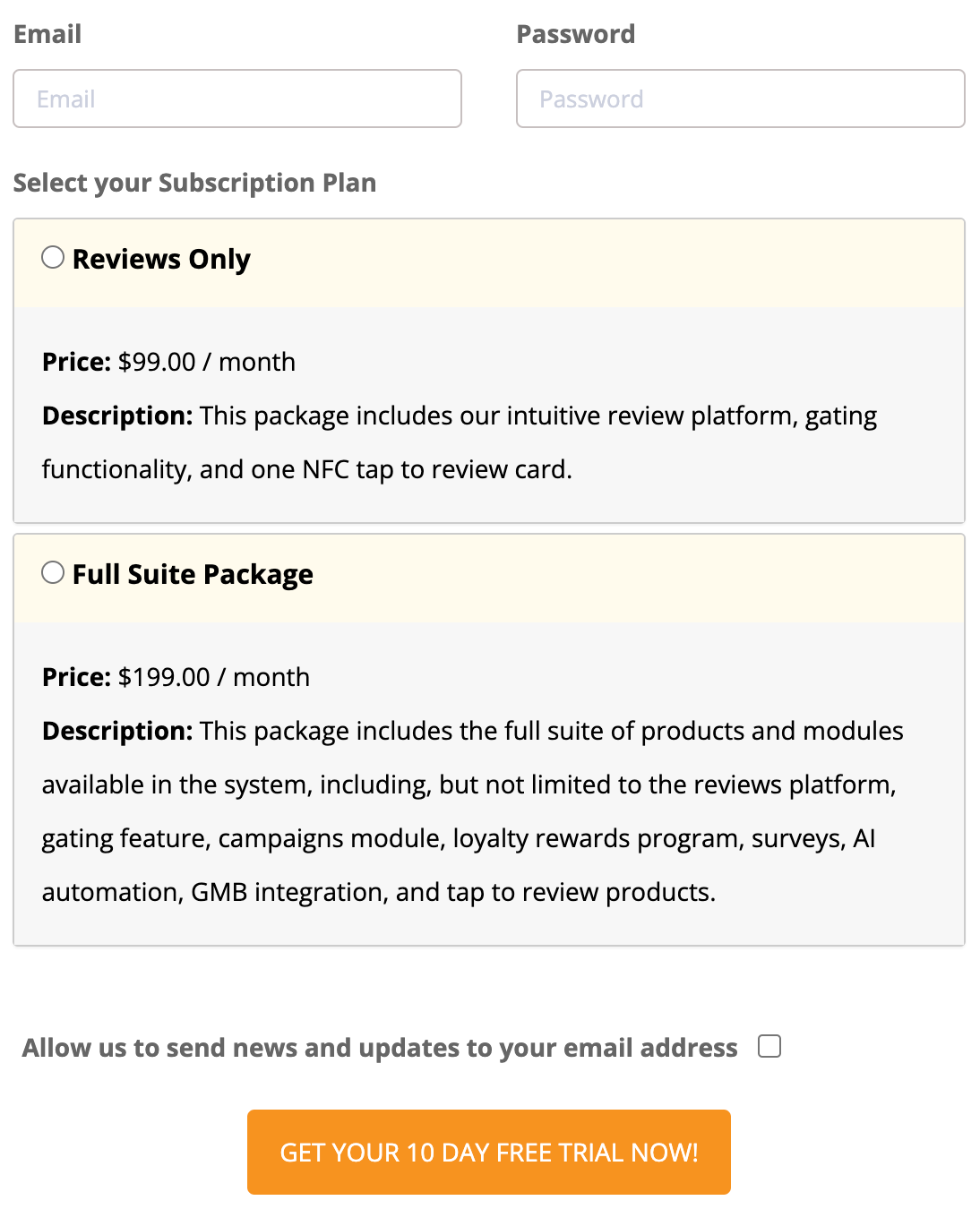 This will only appear for sales reps or links directly under Ready Reviews corporate.