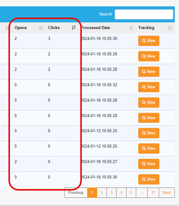 In the campaign contacts list/log, the number of times the emails and text messages was opened and clicked has also been added