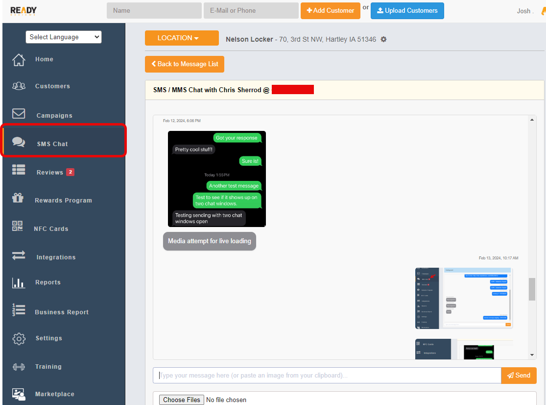 Can add images to text messages