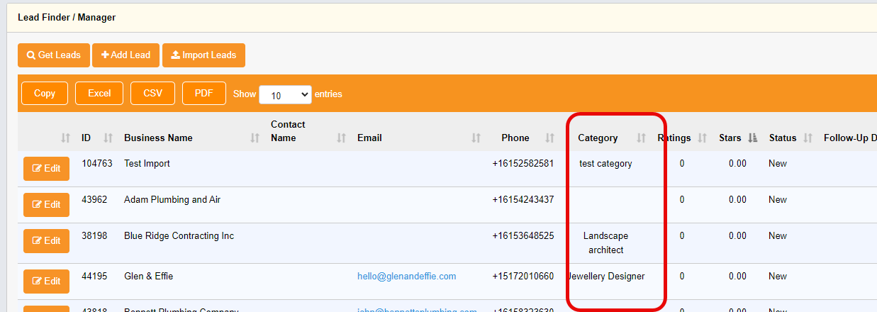 Categories have also been added to the main list