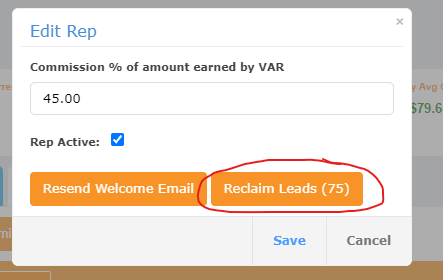 Vars can reclaim sales reps' leads if the sales reps fail to meet their duties or close their accounts