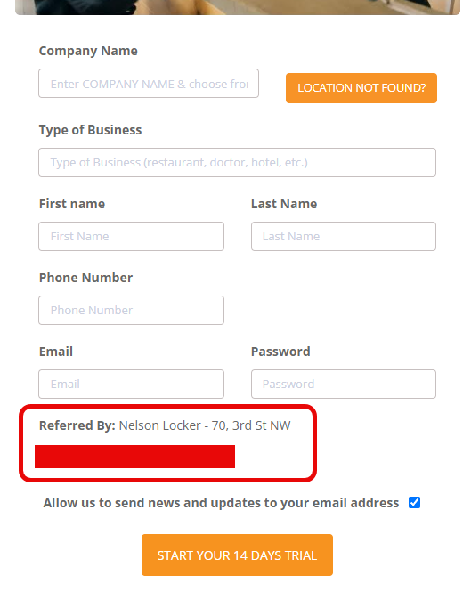 When that link is clicked, the referred by will be auto-populated