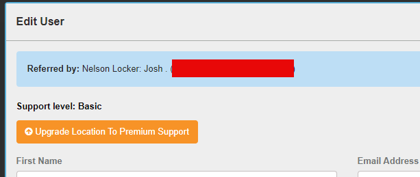 Referrals will show up in the partner edit screen popup for their businesses