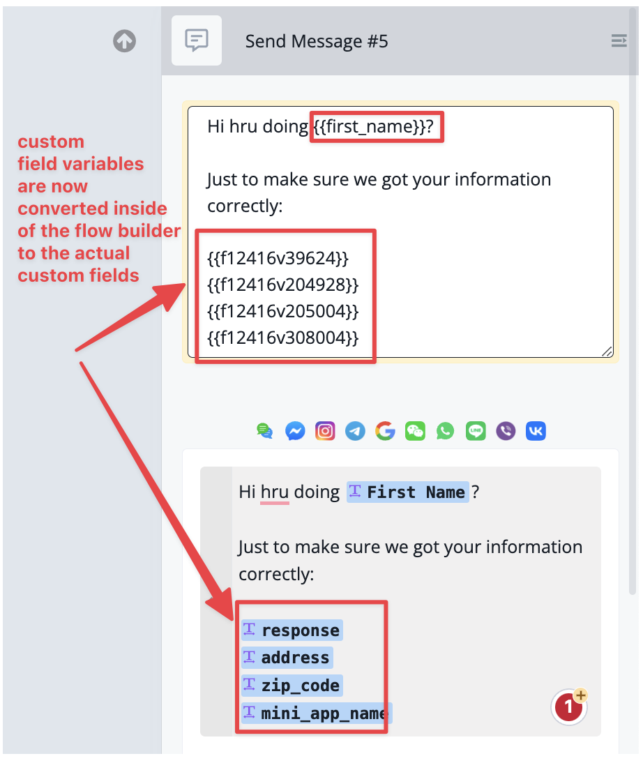 This way you will be able to dynamically let those variables convert into the actual custom fields.&nbsp;